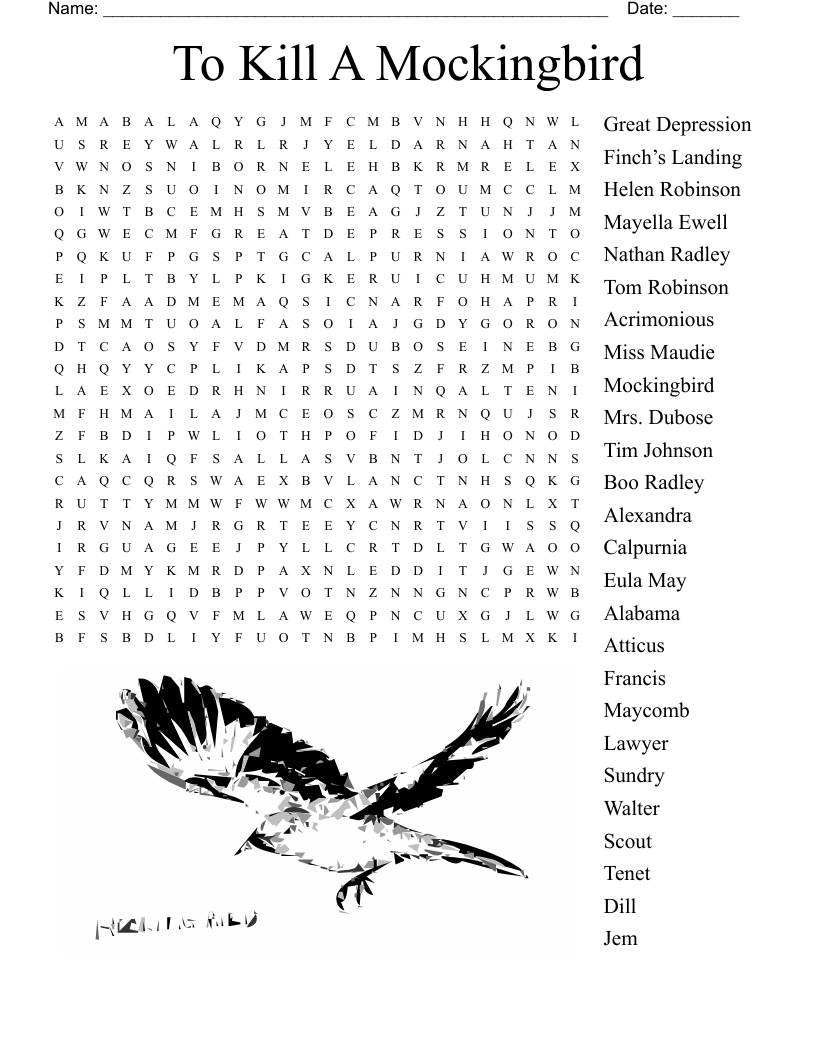 To Kill A Mockingbird Word Search