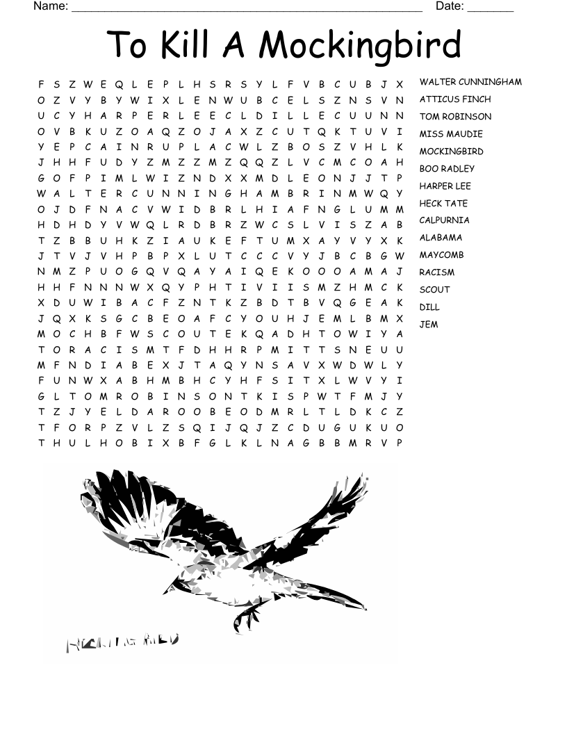 To Kill A Mockingbird Word Search