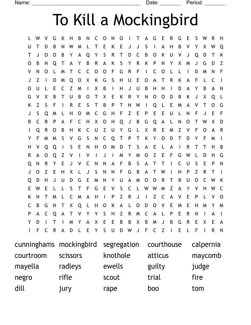 To Kill a Mockingbird Word Search