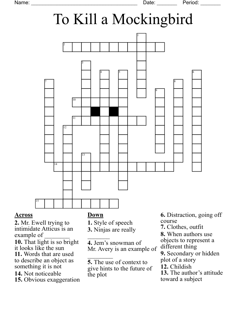 To Kill a Mockingbird Crossword