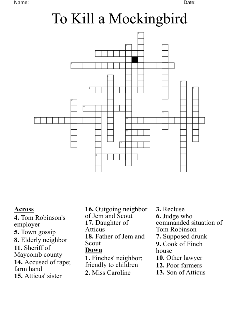 To Kill a Mockingbird  Crossword