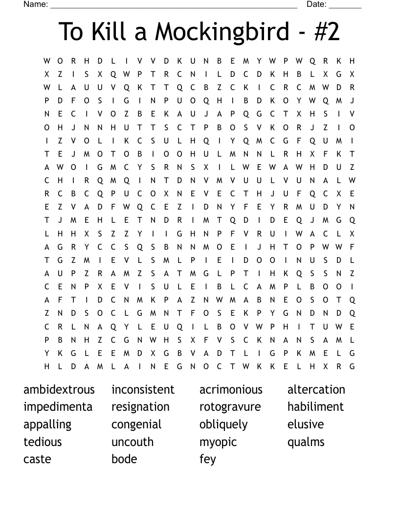 To Kill a Mockingbird - #2 Word Search