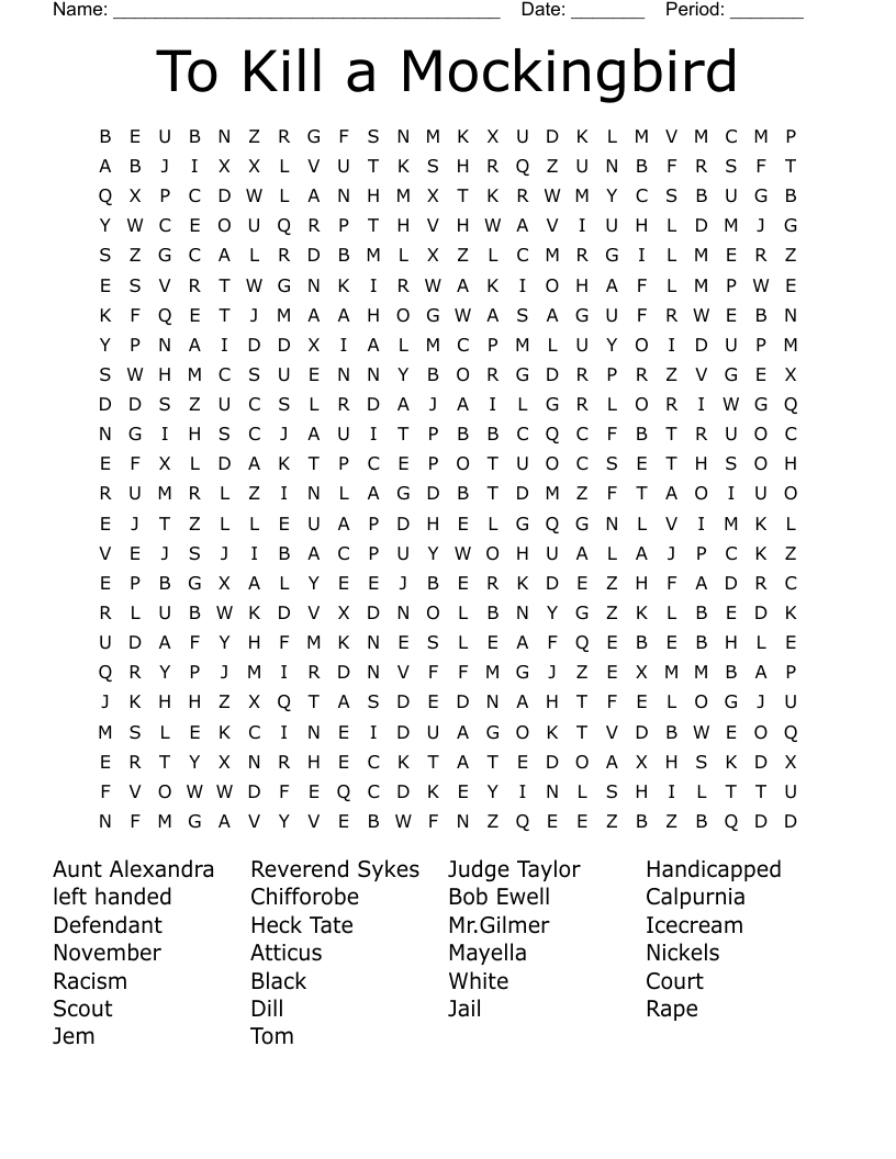 To Kill a Mockingbird  Word Search