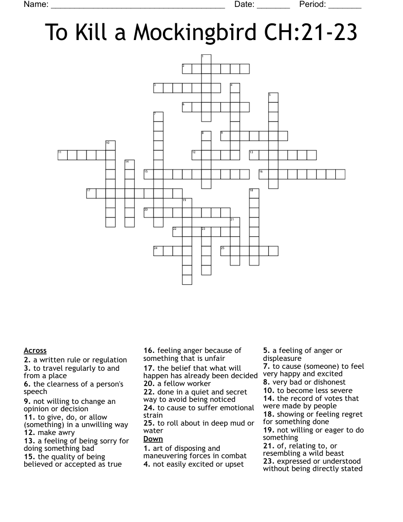 To Kill a Mockingbird  CH:21-23 Crossword