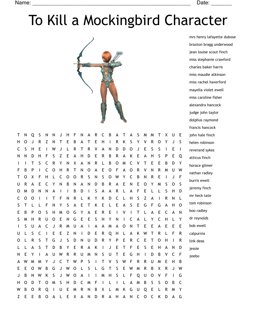 To Kill a Mockingbird Character  Word Search