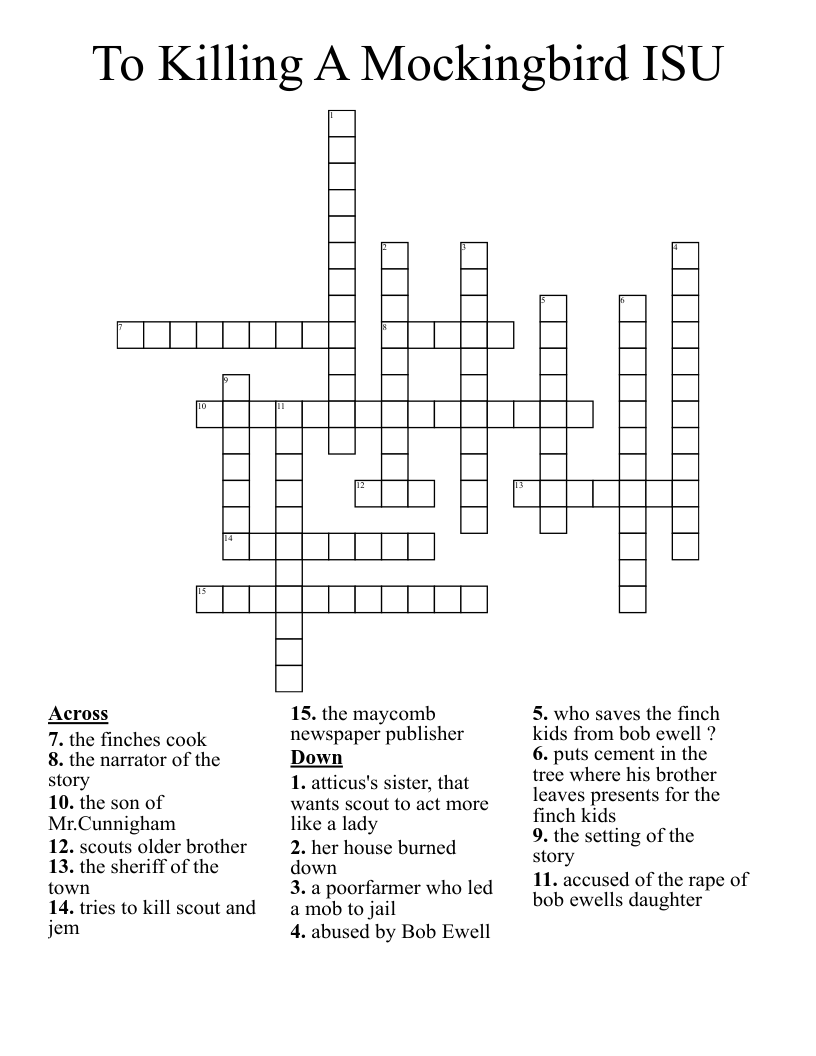 To Killing A Mockingbird ISU Crossword