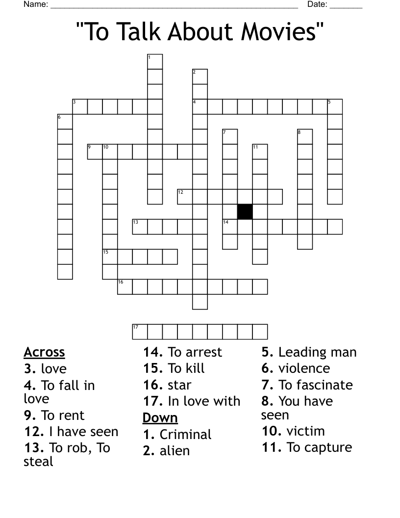 "To Talk About Movies" Crossword