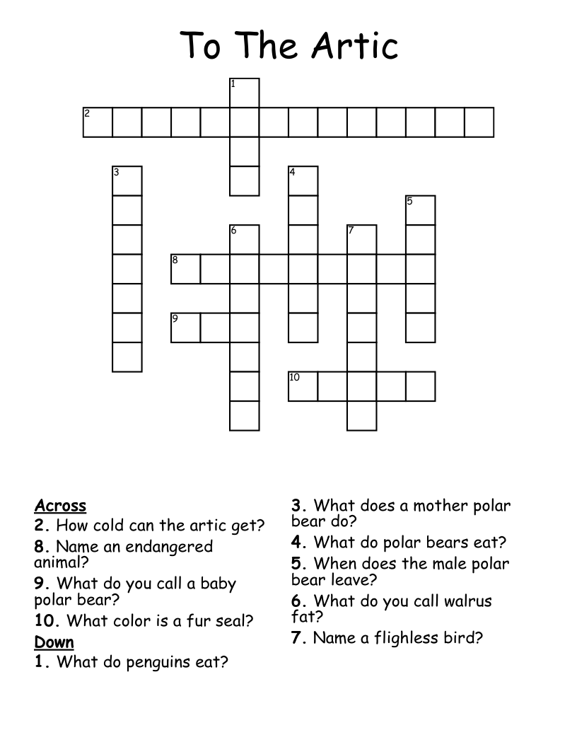 To The Artic Crossword