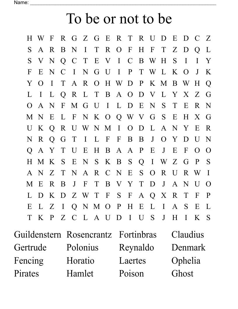 To be or not to be Word Search
