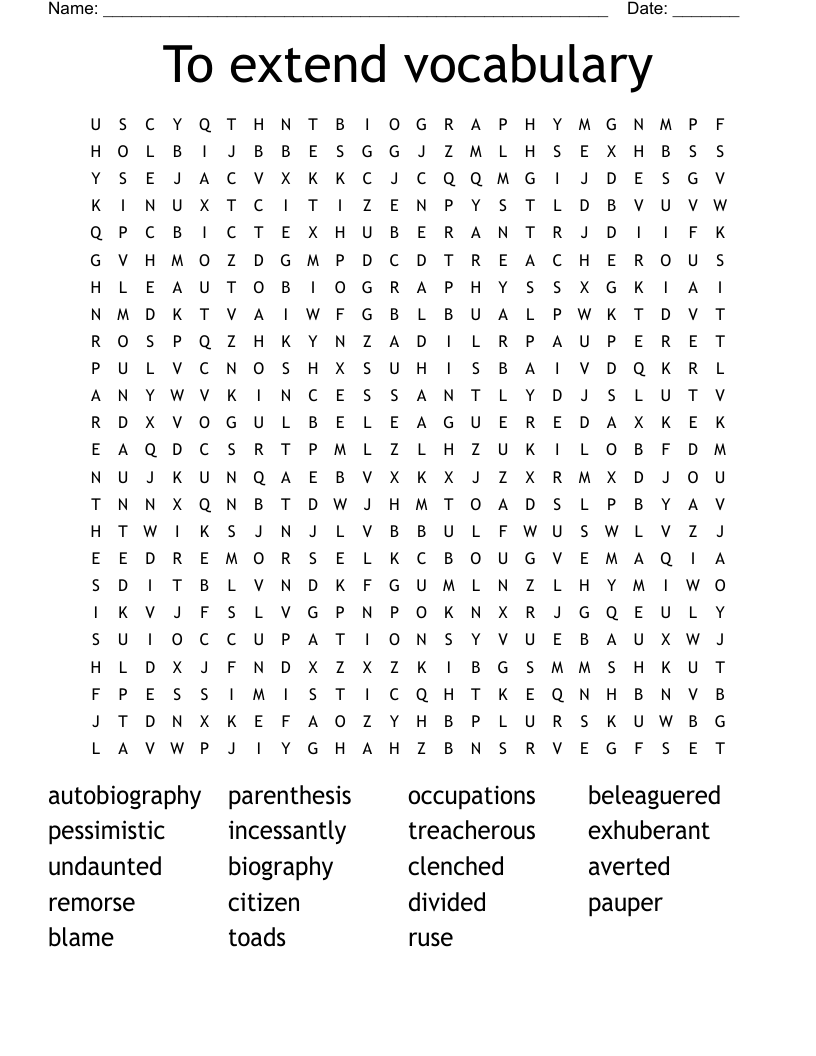 To extend vocabulary Word Search