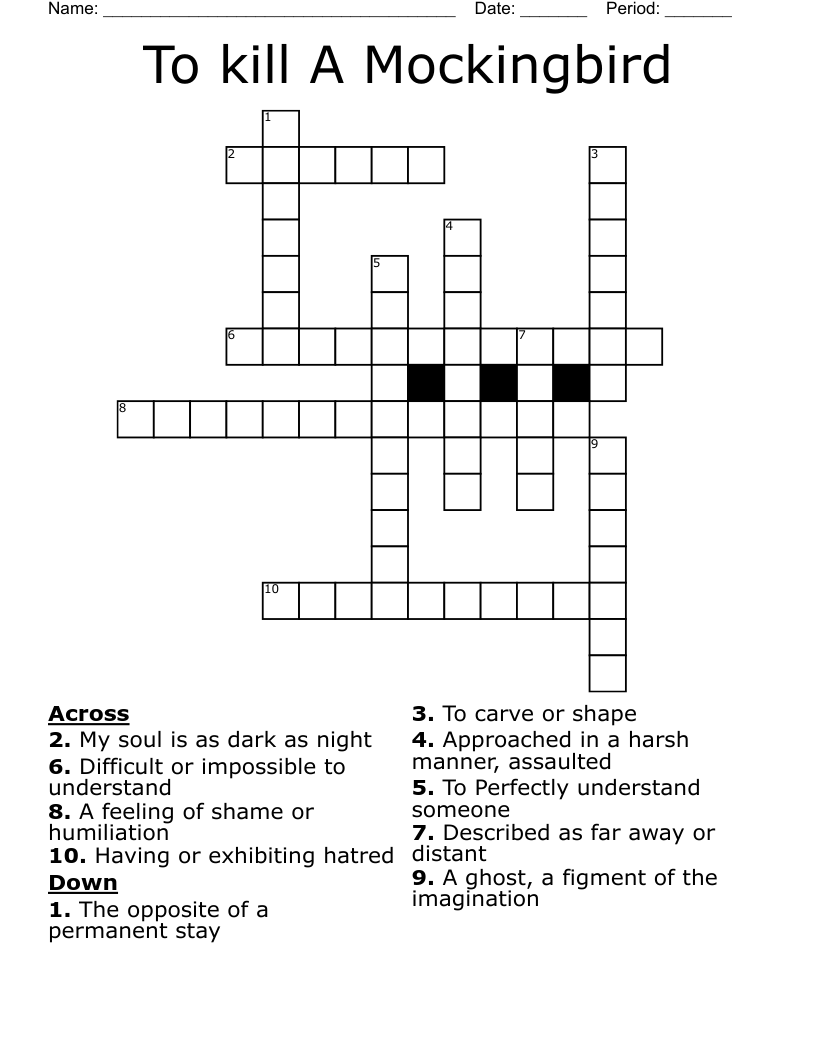 To kill A Mockingbird Crossword