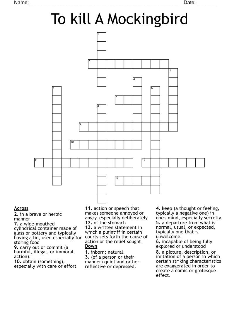 To kill A Mockingbird Crossword