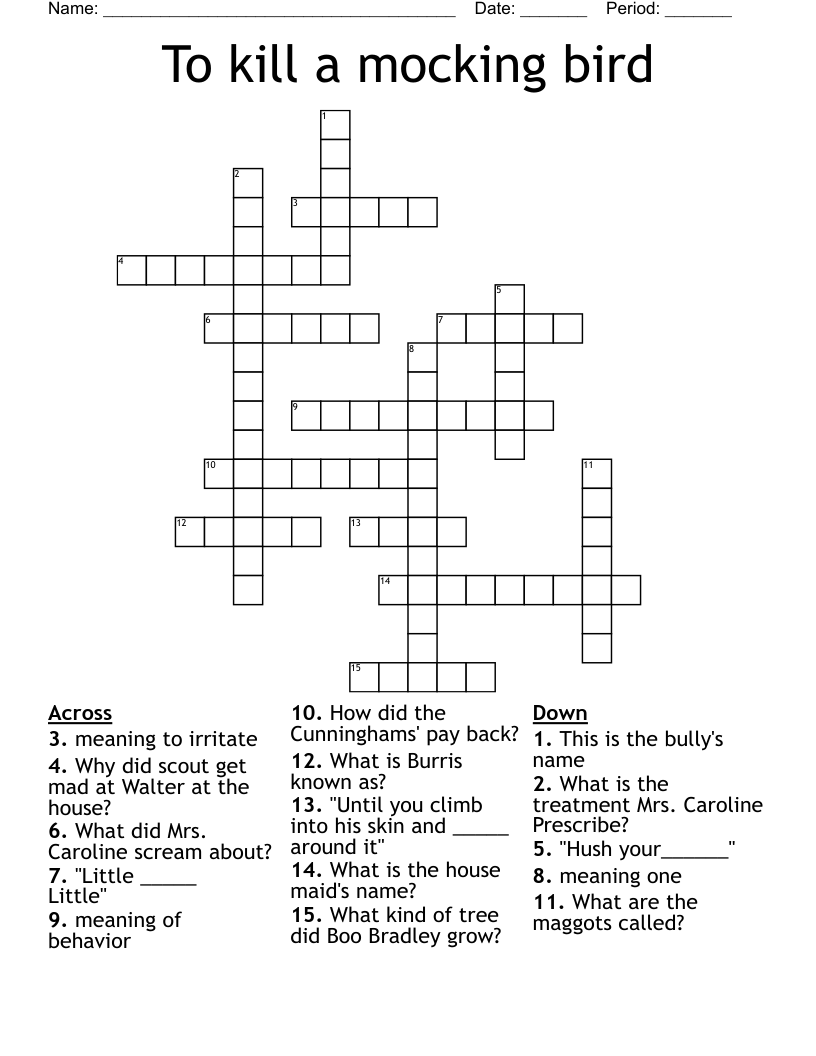 To kill a mocking bird Crossword