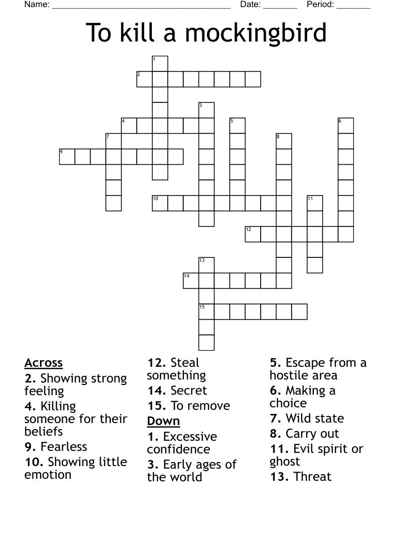 To kill a mockingbird  Crossword
