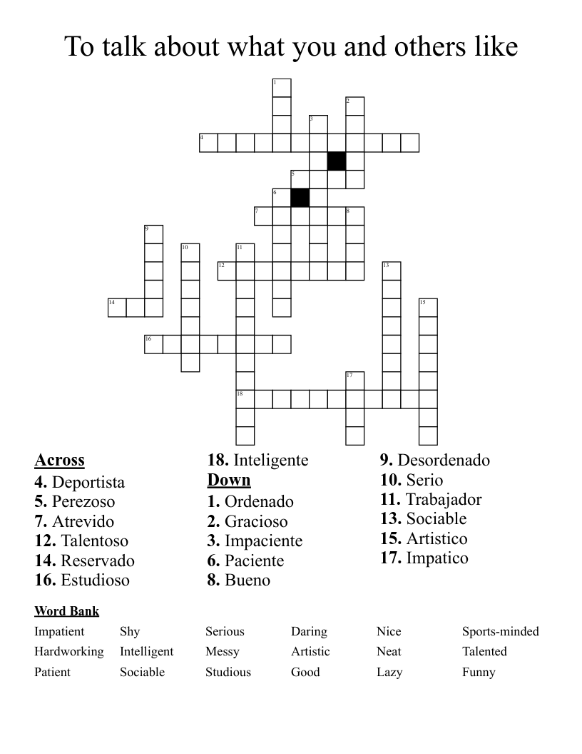 To talk about what you and others like  Crossword