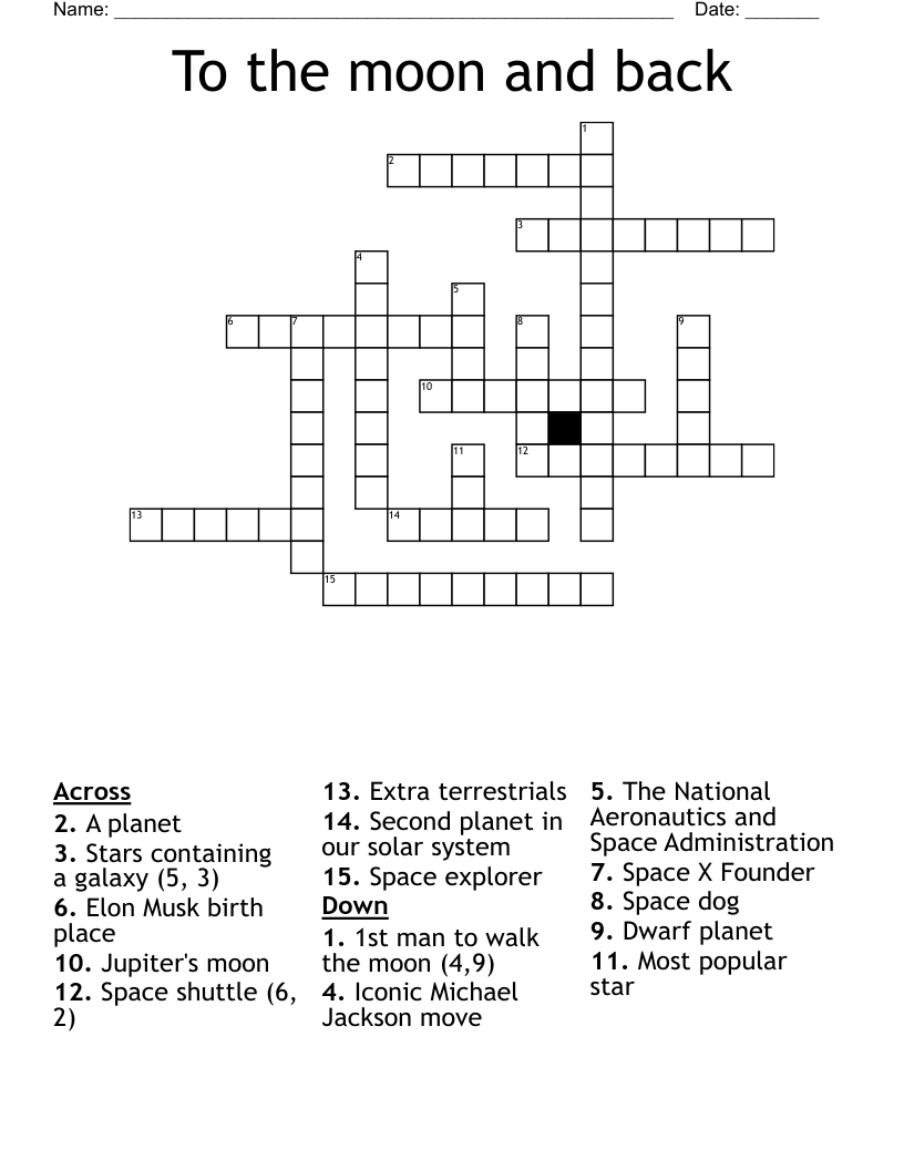 To the moon and back  Crossword