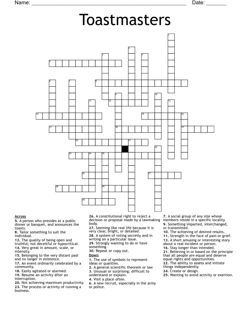 Toastmasters  Crossword