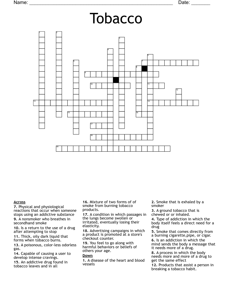Tobacco Crossword