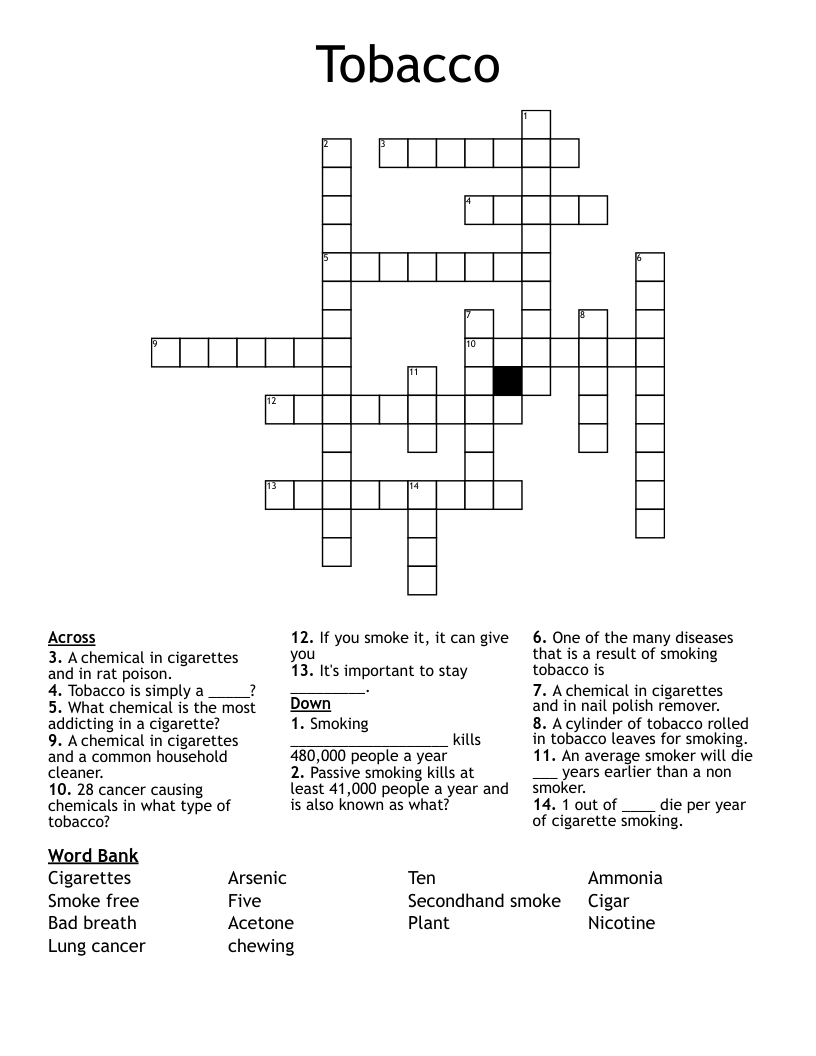 Tobacco Crossword