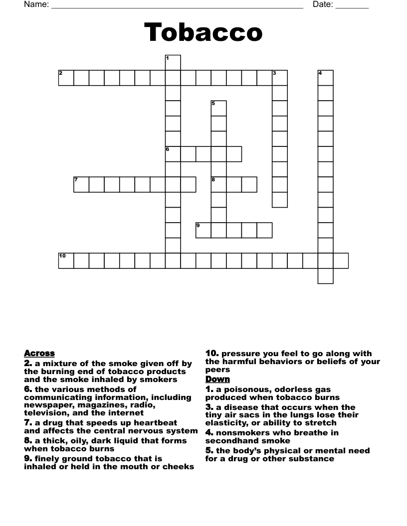 Tobacco Crossword