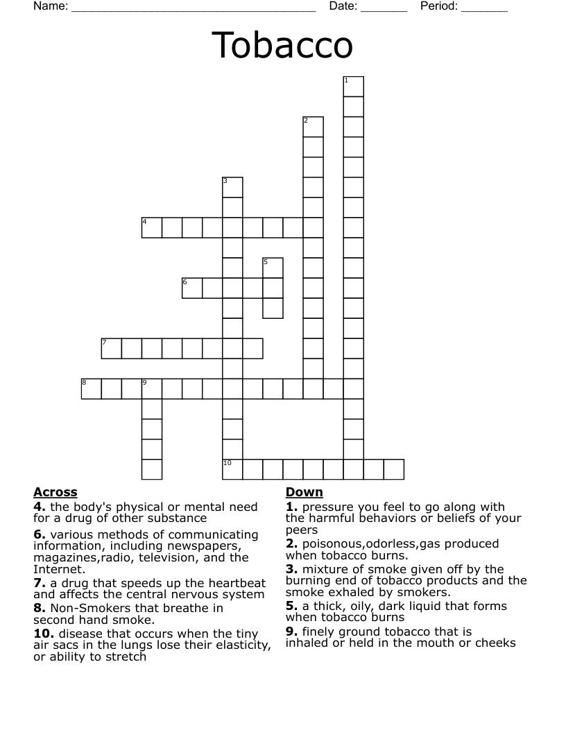 Tobacco Crossword