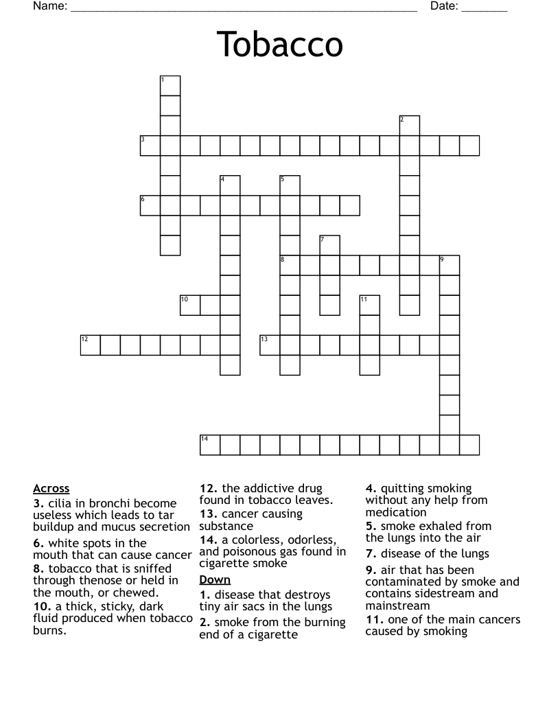 Tobacco Crossword