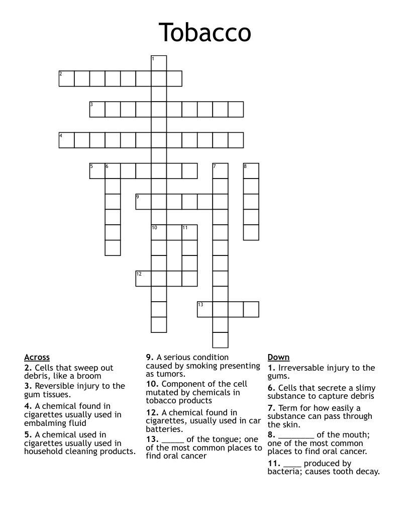 Tobacco Crossword