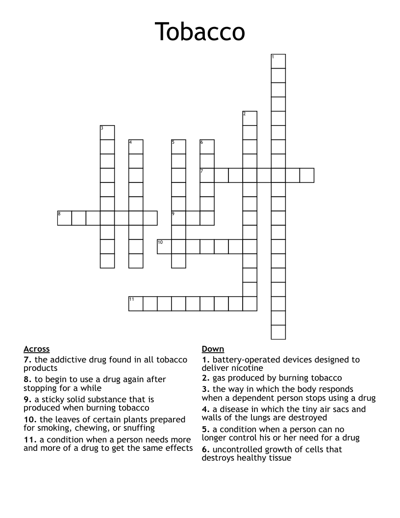 Tobacco Crossword