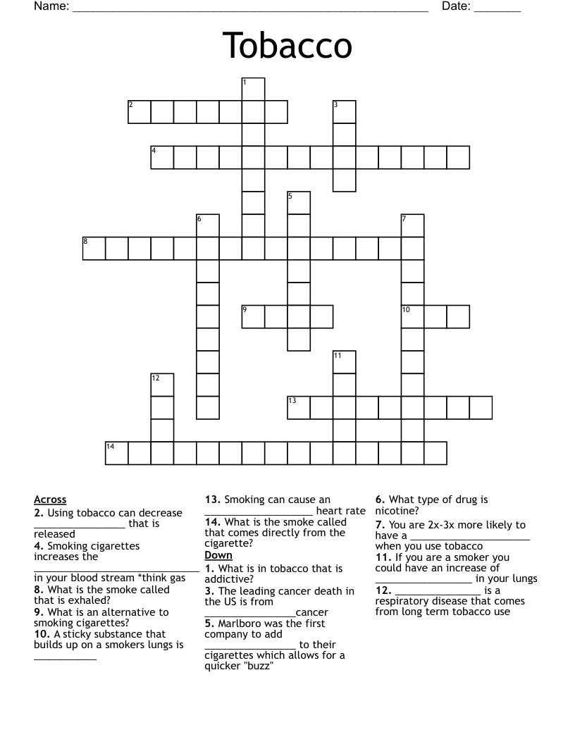 Tobacco Crossword
