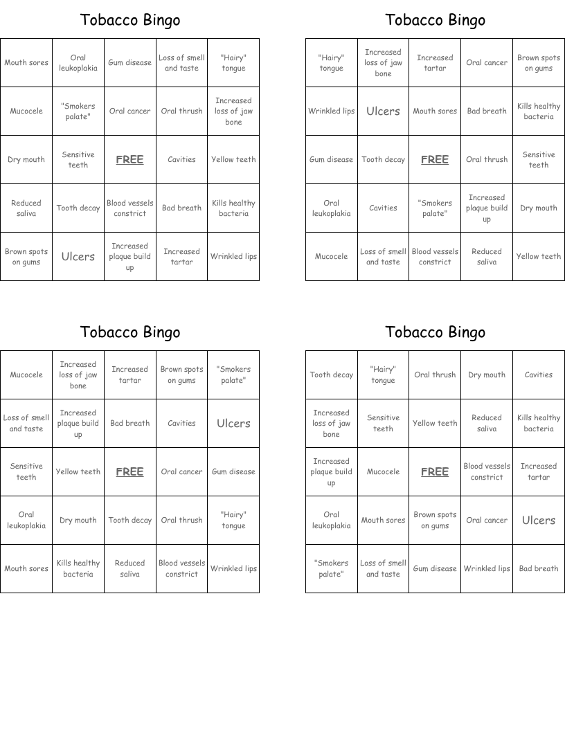 Tobacco Bingo