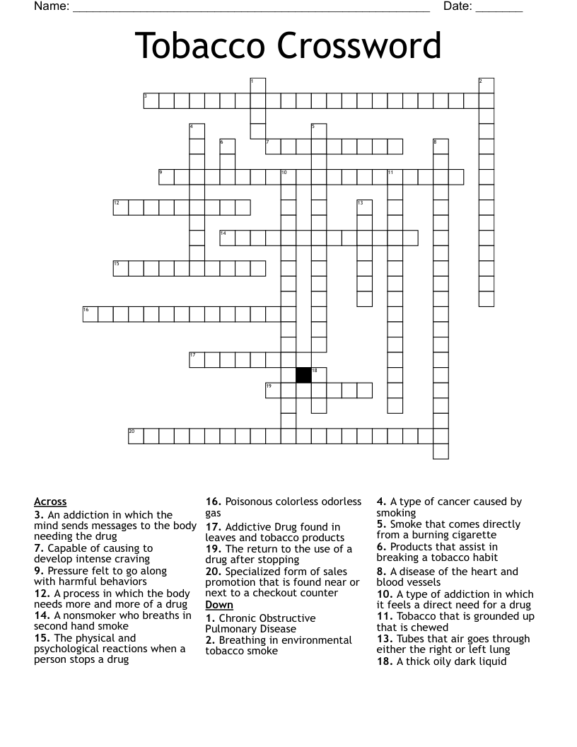 Tobacco Crossword
