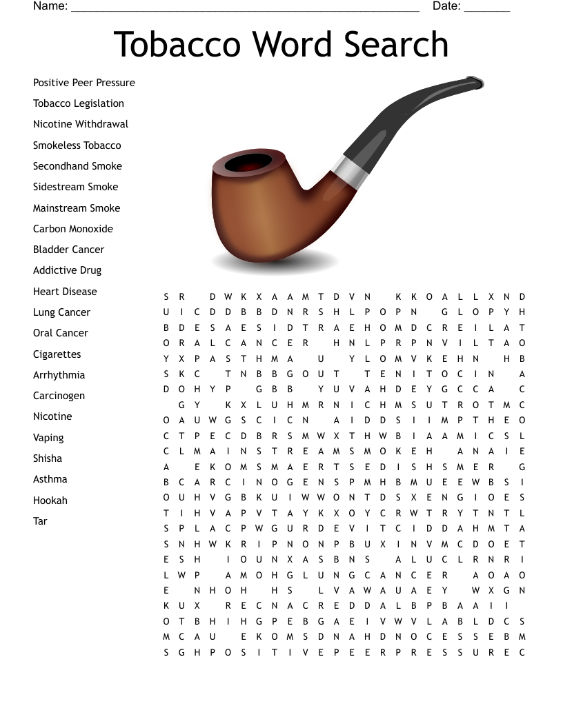 Tobacco Word Search
