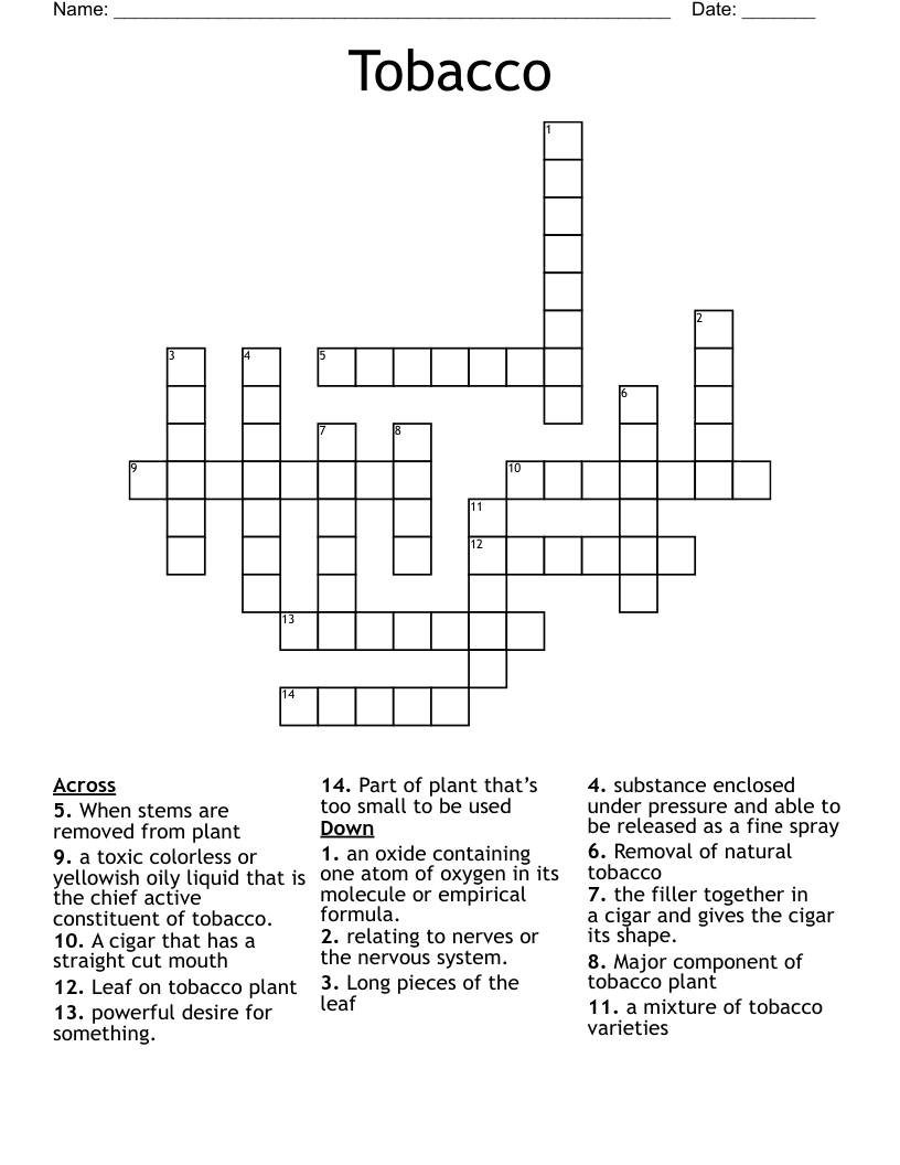 Tobacco  Crossword