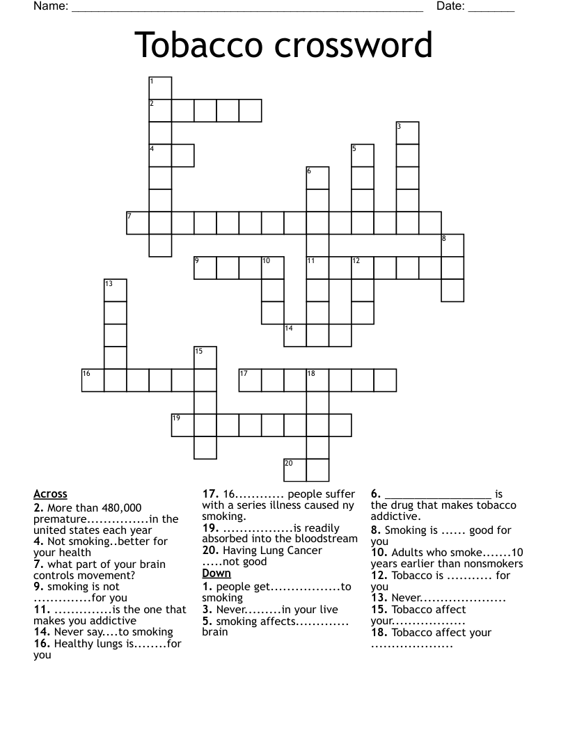 Tobacco crossword