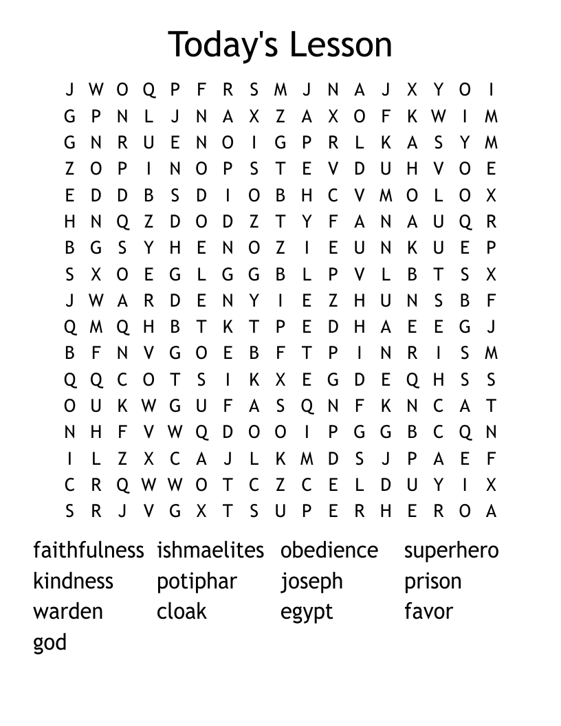Today's Lesson Word Search