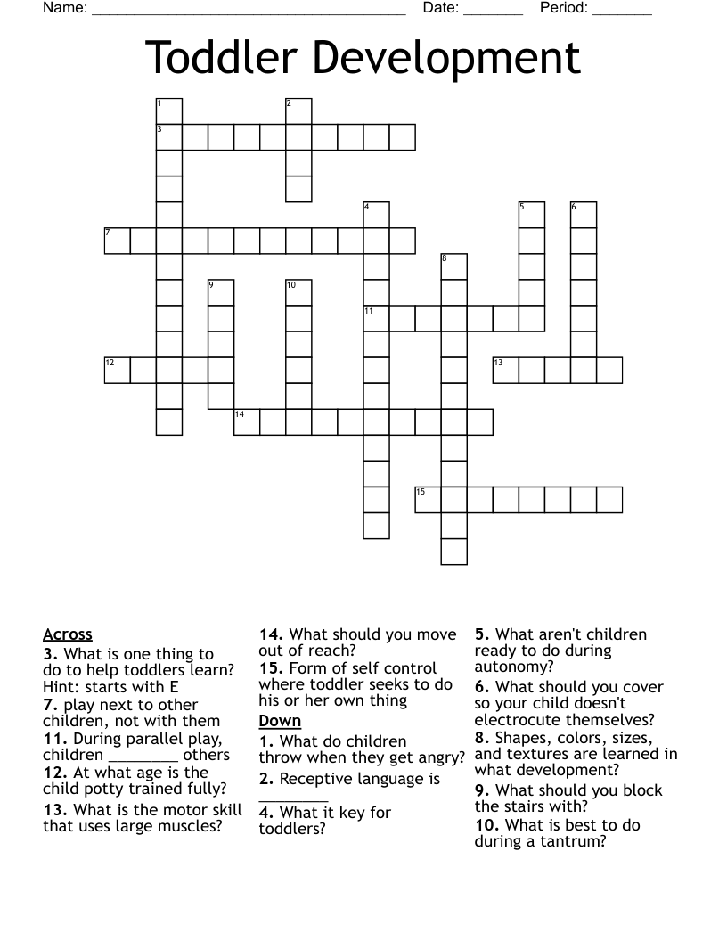 Toddler Development Crossword