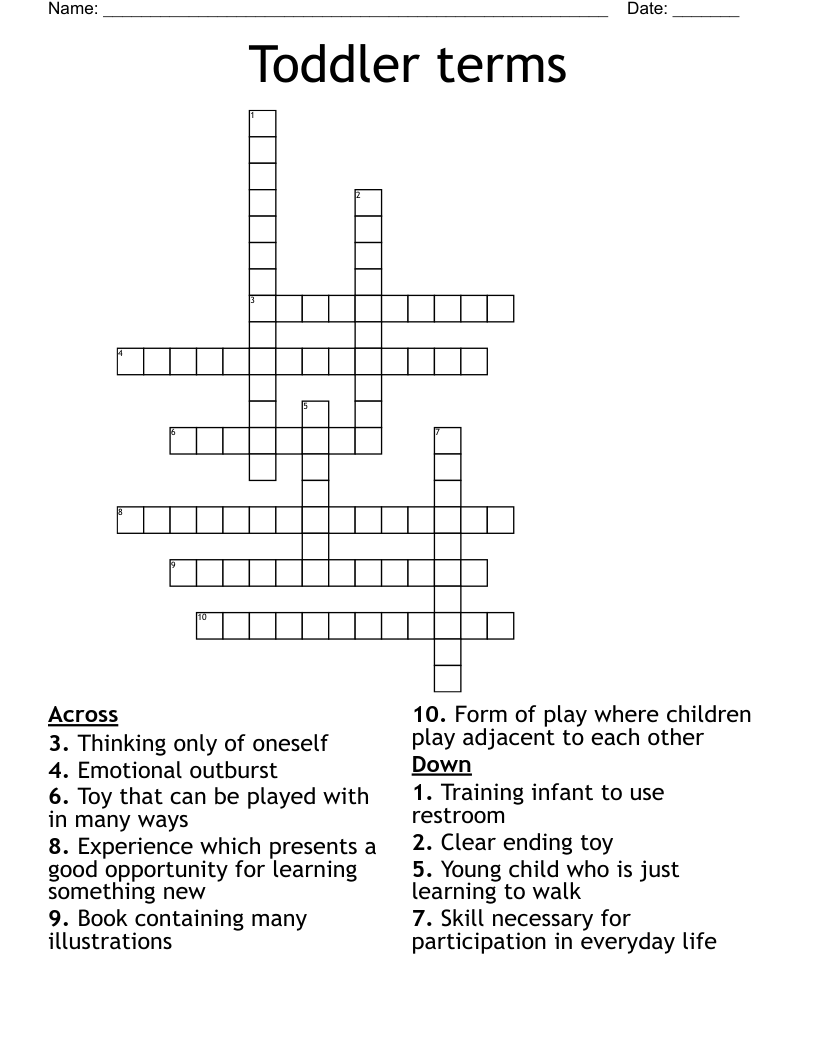 Toddler terms  Crossword