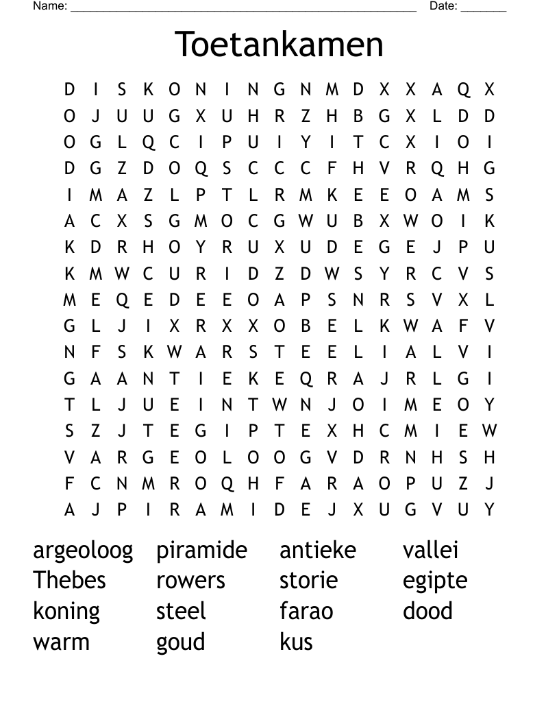 Toetankamen Word Search