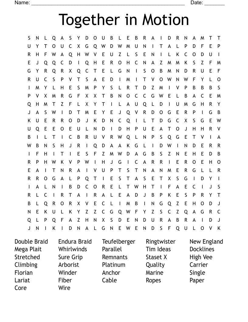 Together in Motion Word Search