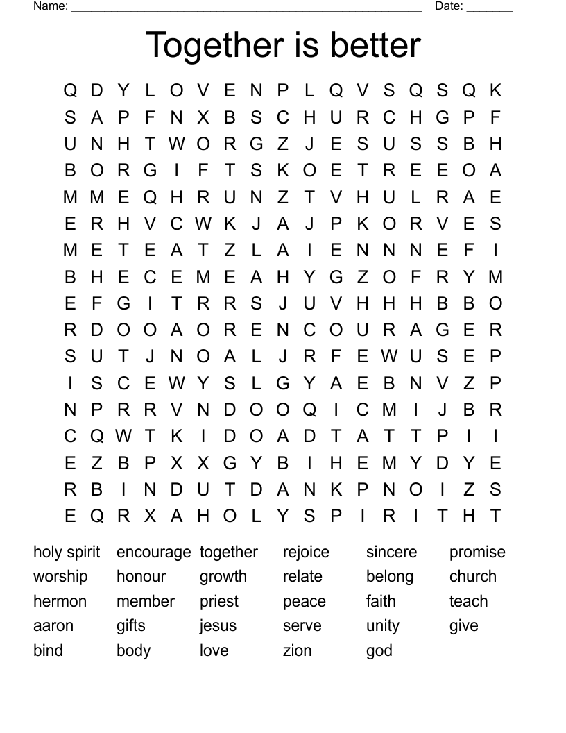 Together is  better Word Search