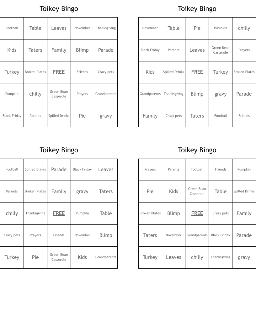 Toikey Bingo