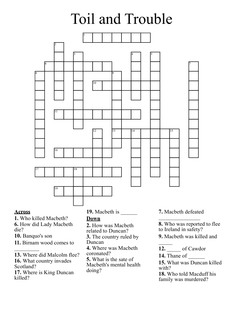 Toil and Trouble Crossword