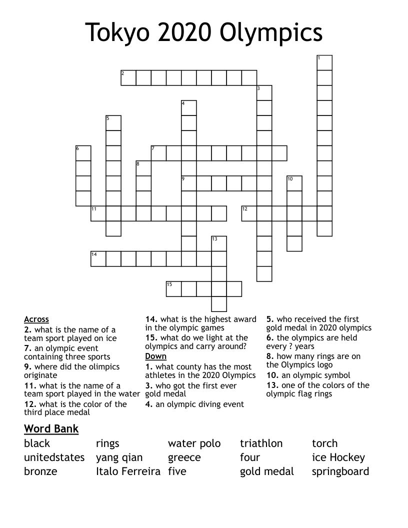 Tokyo 2020 Olympics Crossword