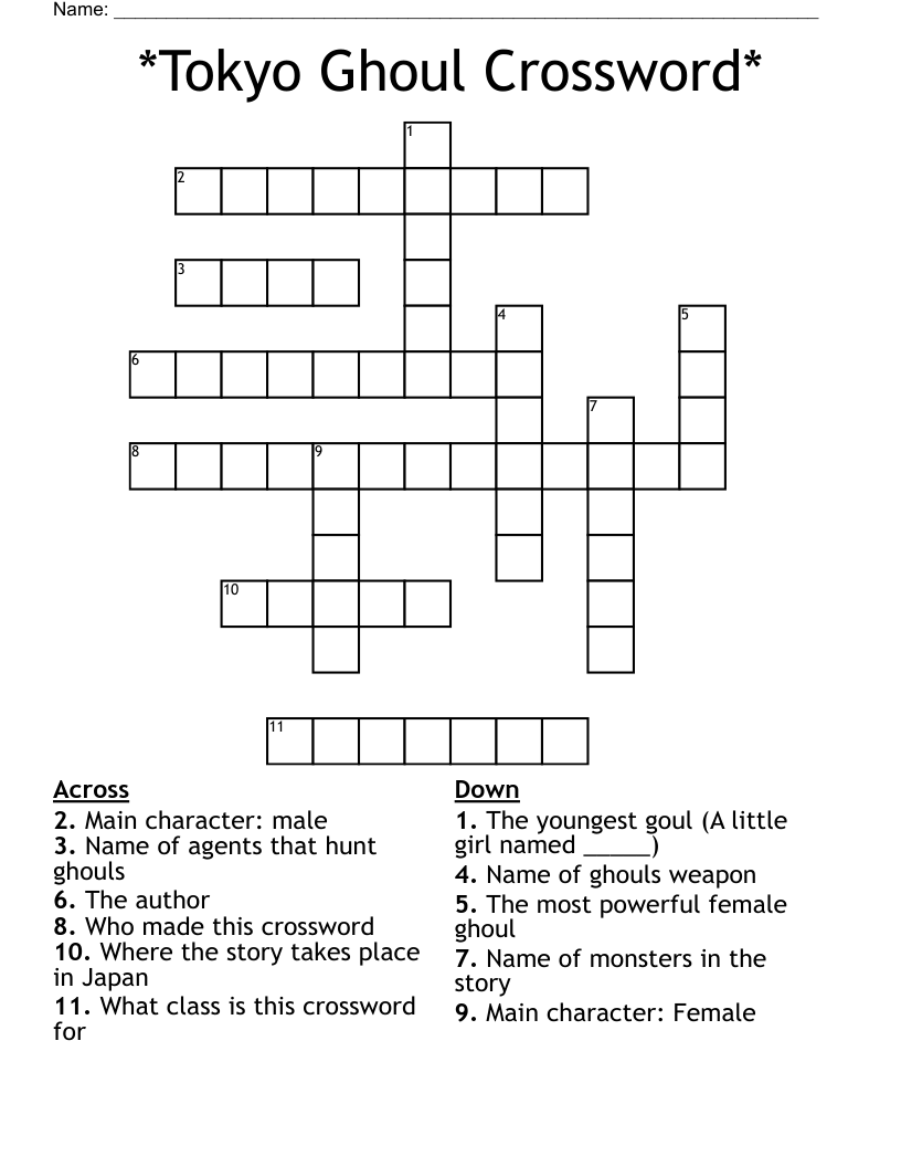 *Tokyo Ghoul Crossword*