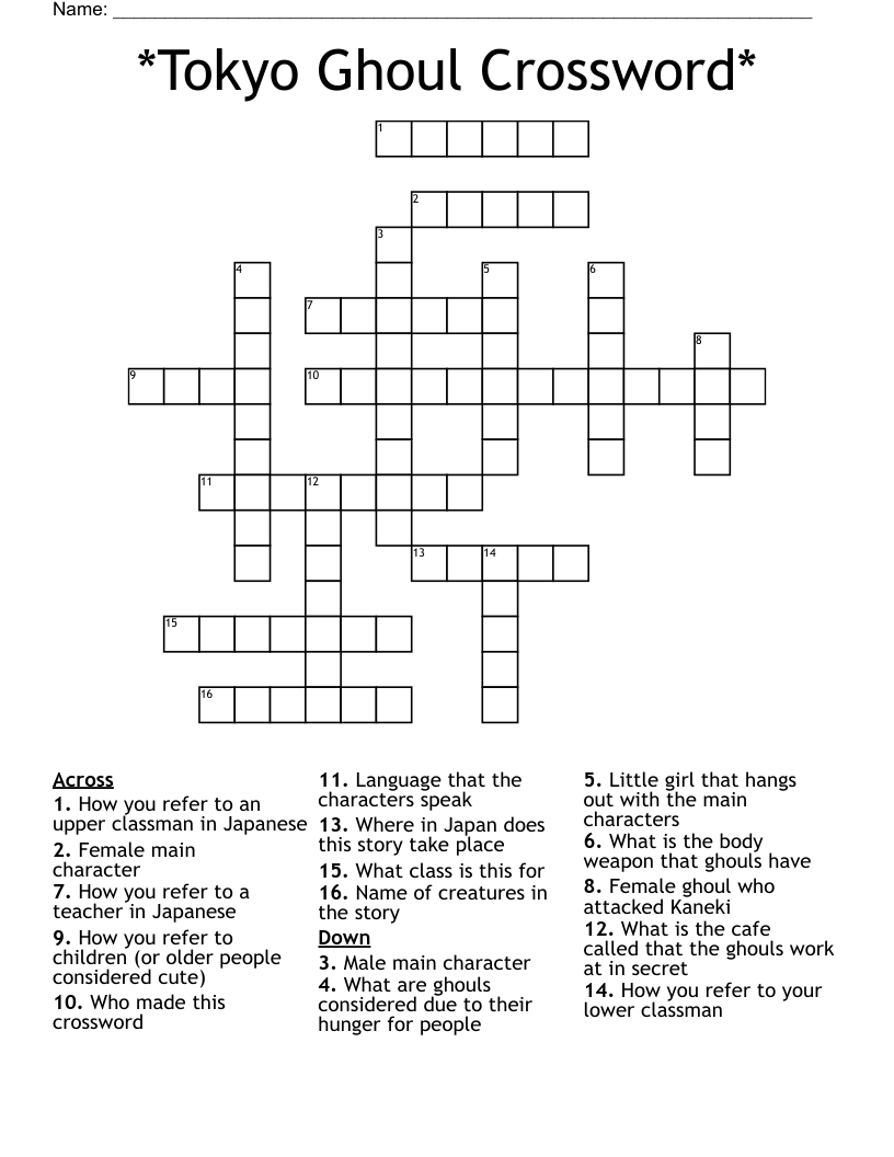 *Tokyo Ghoul Crossword*