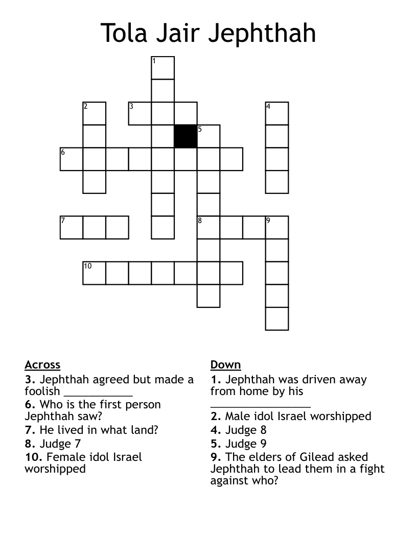 Tola Jair Jephthah Crossword