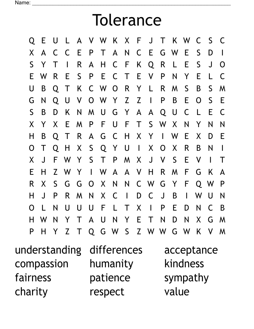 Tolerance Word Search