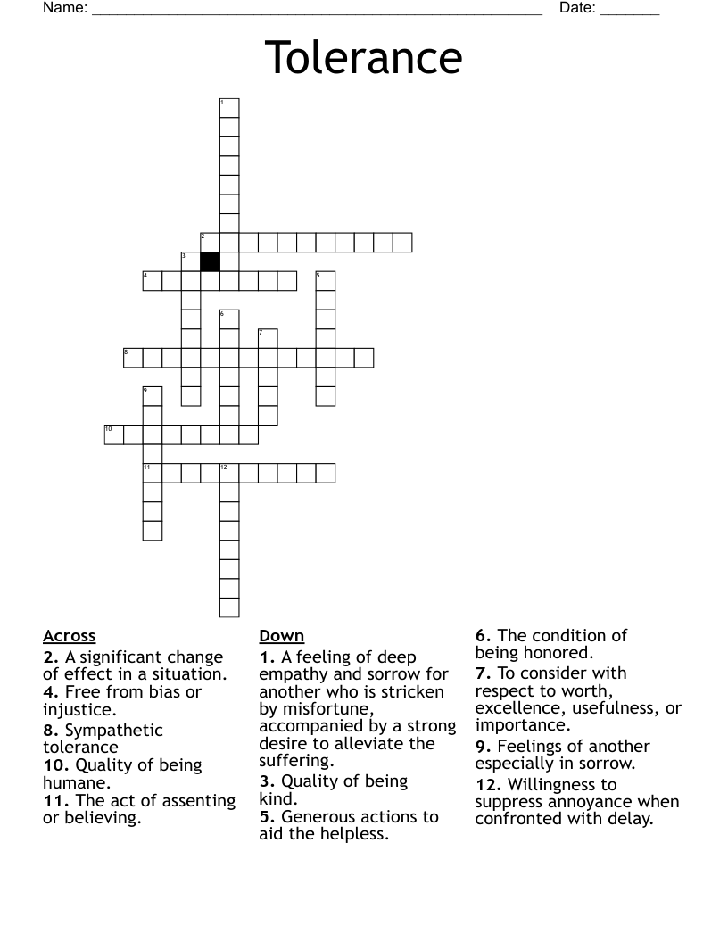 Tolerance Crossword