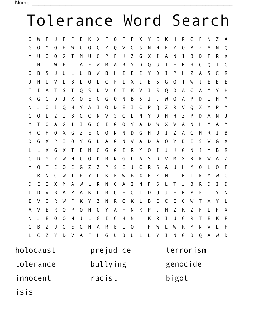 Tolerance Word Search