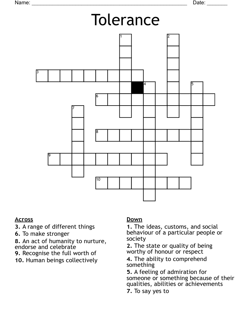 Tolerance  Crossword
